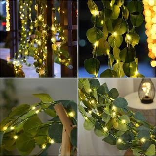 เถาวัลย์ ใบไม้ปลอม LED โซล่าเซลล์ 2m เถาวัลย์ใบไม้ ต้นไม้ปลอมตกแต่งบ้าน พลูด่างปลอม ดอกไม้ตกแต่งบ้าน