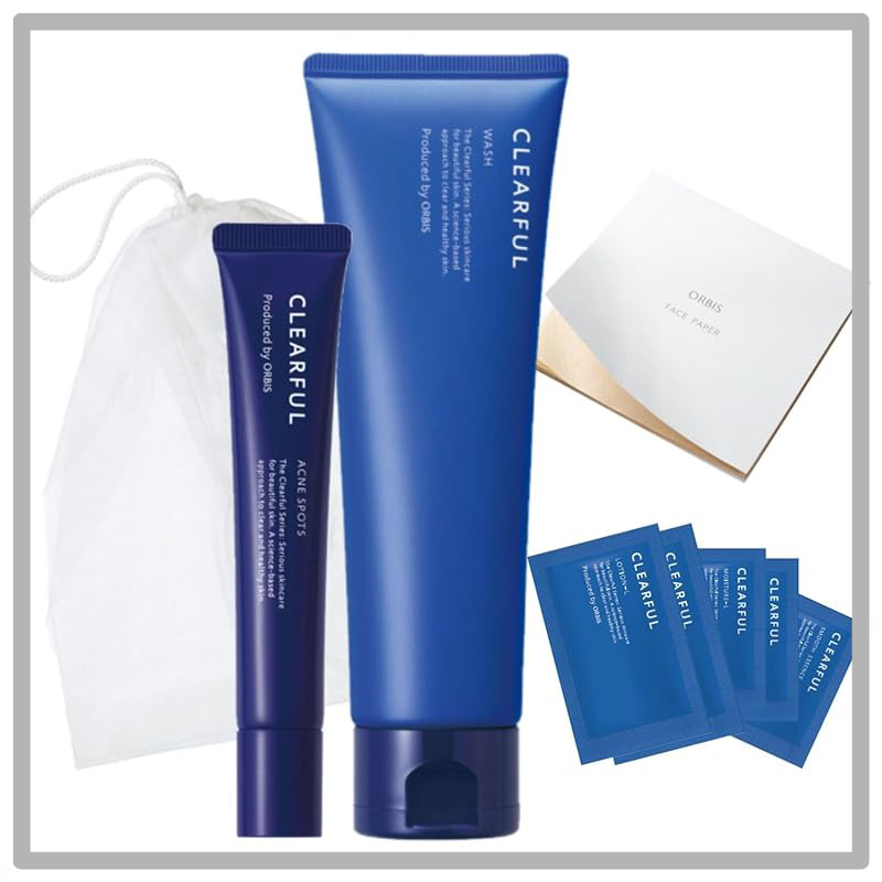 ORBIS Clear Full Set - Acne Treatment Wash, Spot Treatment, Oil-Absorbing Paper, Samples