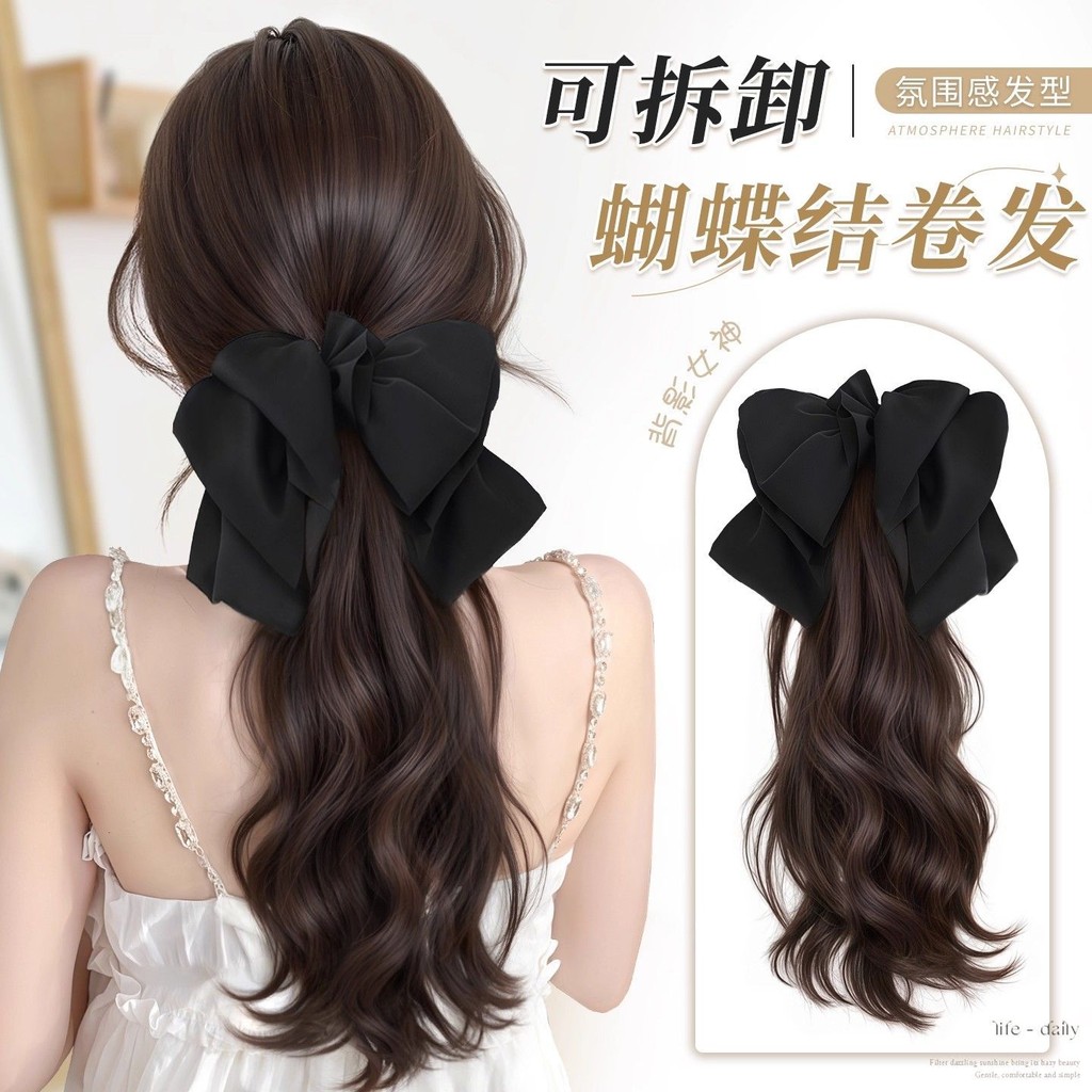 马尾假发女仿真人发抓夹高马尾卷发假马尾自然蓬松新款长发假辫子horsetail wig female artificial human hair grip high horsetail roll202