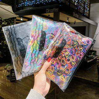 ยางรัดผม 500 ชิ้น/ใหญ่ 1,000 ชิ้น/เล็ก ยางรัดผมยืดหยุ่นสูง สีโดปามีนน่ารัก ไม่ขาดง่าย