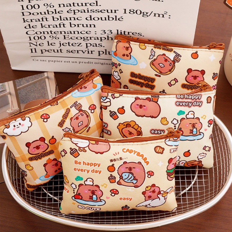 กระเป๋าใส่เหรียญ Capybara 13x10cm กระเป๋าซิป กันน้ำ กระเป๋าสตางค์มินิมอล G3515