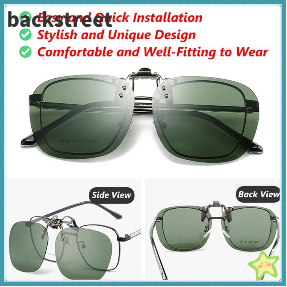 BACKSTAGEREETDV Flip-up Sun แว่นตาสําหรับแว่นตาตามใบสั่งแพทย์,คลิปโลหะ UV400 Clip-Onแว่นตากันแดดโพลาไรซ์,สไตล์ไม่มีขอบสะดวก Polygonal Shades สําหรับผู้หญิงและผู้ชาย
