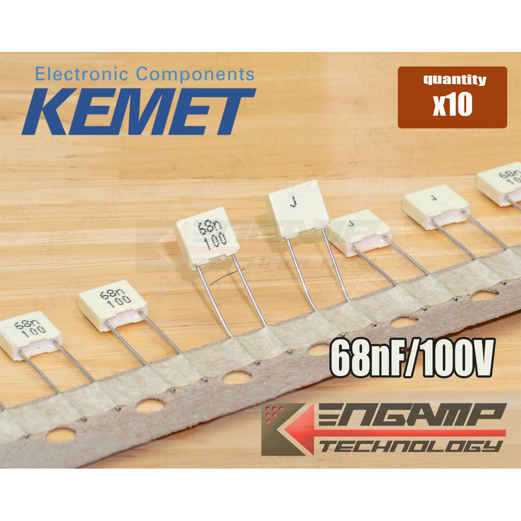 (10ตัว) [F-CAP] 68nF/100V 5% KEMET AV R82 2.4x7.2xH6.5mm P=5mm