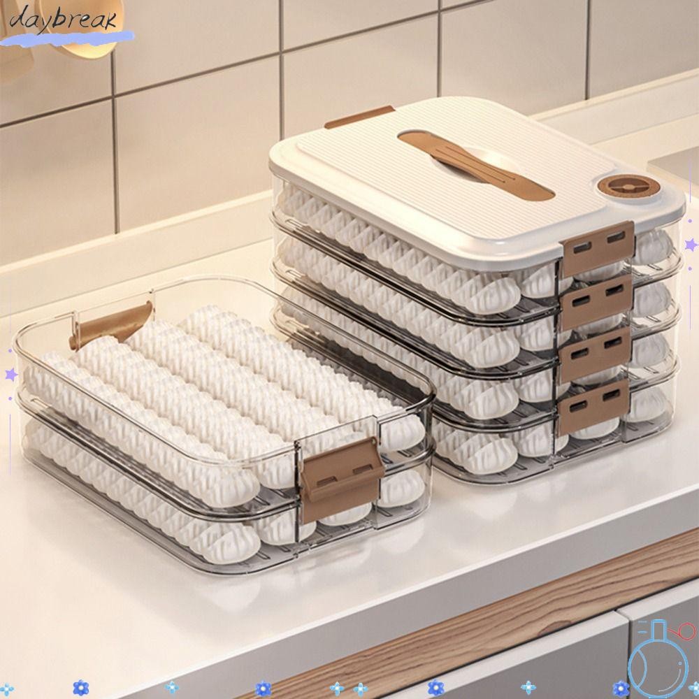 DAYBREAK กล่องเกี๊ยว 1 ชิ้น, เก็บสด 1/2/3/4 ชั้นกล่องเก็บอาหาร, พลาสติก Multi-Layer Kitchen Organizer โปร่งใสตู้เย็นคอนเทนเนอร์