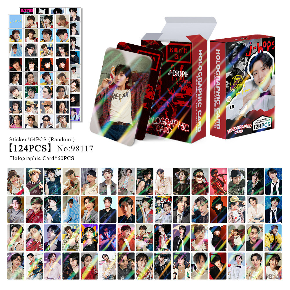 124pcs J-HOPE เลเซอร์โฮโลแกรม Lomo การ์ด STRAY KIDS Karma HyunJin Felix ใน Fatasy Photocards The Sta
