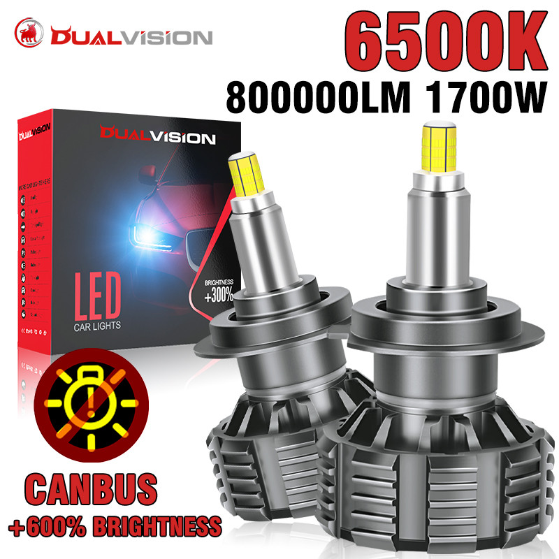 H7 LED H11 Canbus ไฟหน้ารถหลอดไฟ 1700W 800000LM H4 H1 H8 HB3 9005 HB4 9006 6000K สีขาว 3D 360 Turbo 
