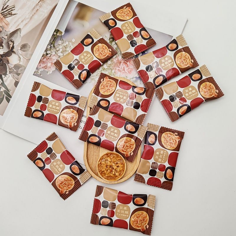 VIKOI Nut Egg Tart Bulk Peach Cernel Almond Crepes Wedding Crepes Crispy Wedding Candy Tea Snacks Ca