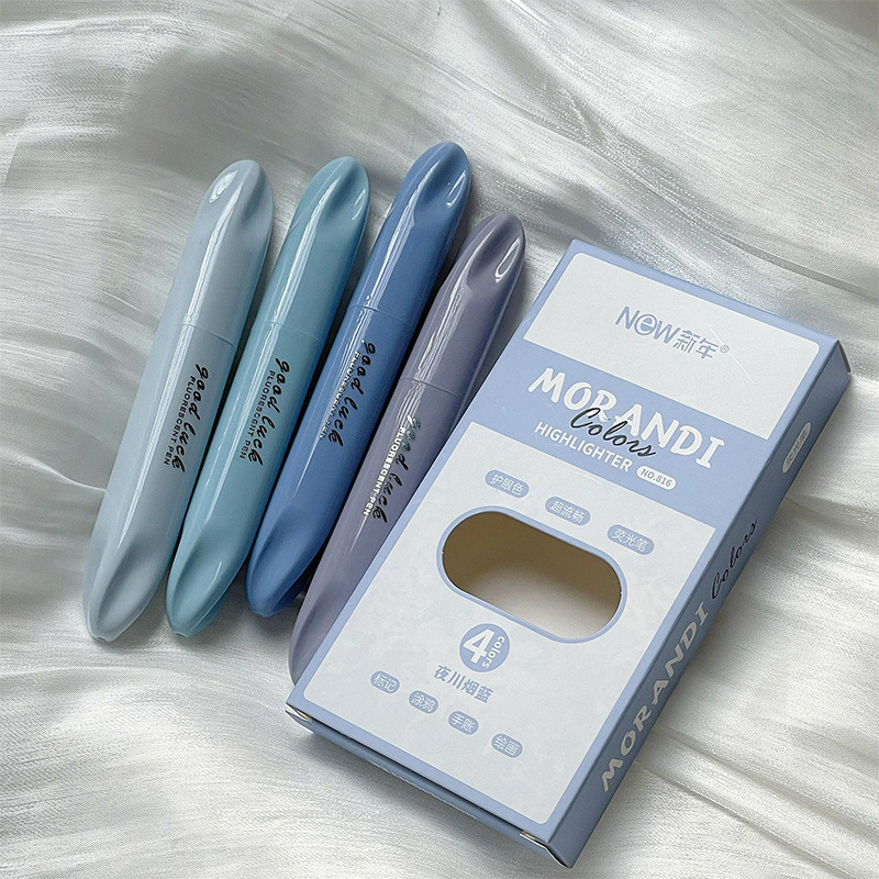 Penlab 4 ชิ้น Morandi สี Dream Pastel Highlighter ปากกาชุด Soft Tip Oblique Marker Liner สําหรับการวาดภาพ C3033 - รูปที่ 3