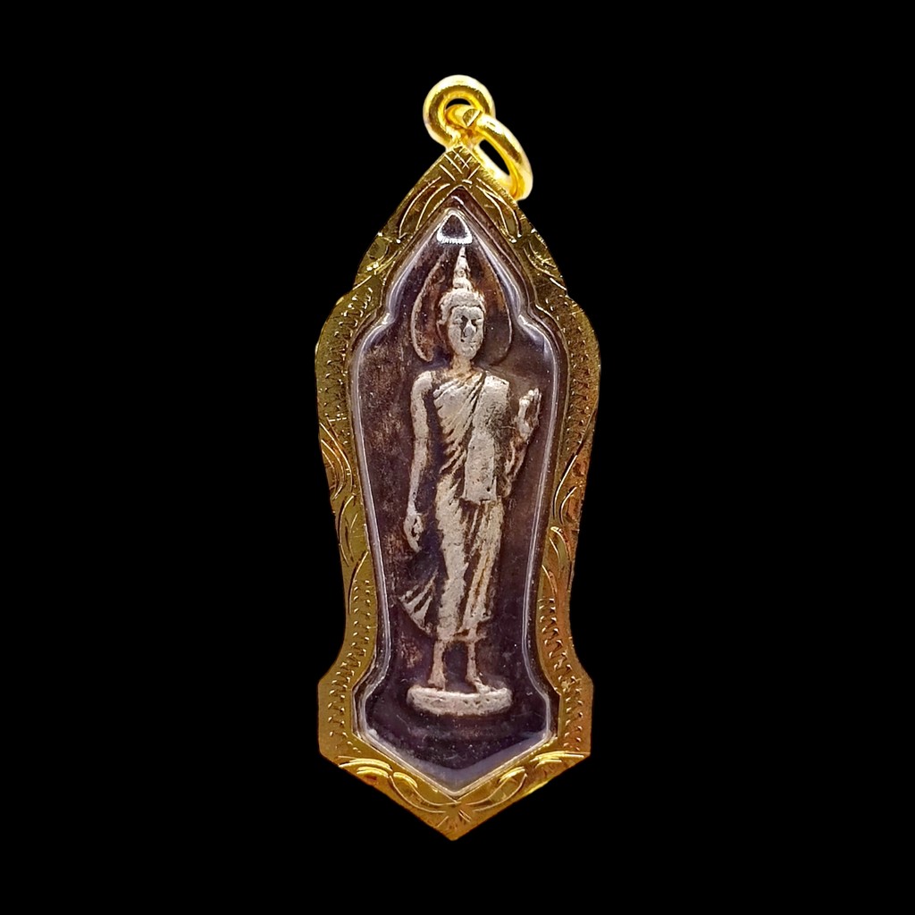 K845 พระ25พุทธศตวรรษ พระเนื้อชิน พุทธชยันตี พระ 25 ศตวรรษ เลี่ยม กรอบพระ ทองไมครอน ขนาด 2.0X5.0 ซม.