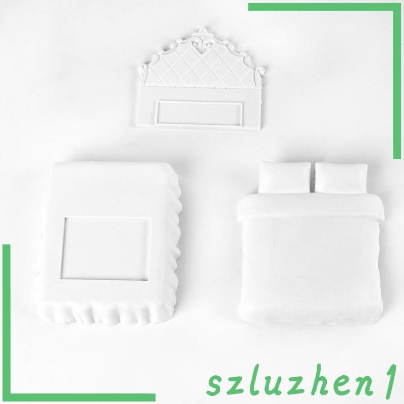[Szluzhen1] 1:20 Scale Miniature Double Bed Model Kit for Model Train Scenery Diorama Supplies