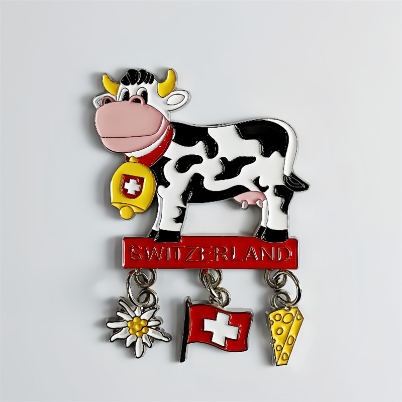 Swiss Bell Cow สติ๊กเกอร์ติดตู้เย็น Tourist ของที่ระลึกตู้เย็นสติ๊กเกอร์ตกแต่งบ้าน