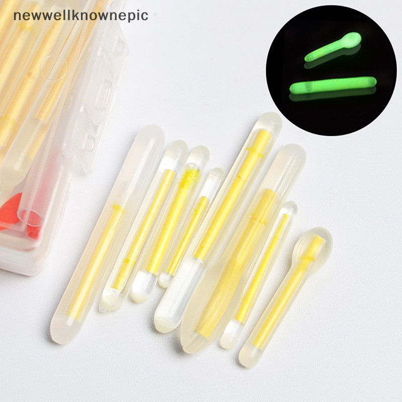 Newwellknownepic 10pcs กล่อง Fireflaies สําหรับตกปลาลอยเรืองแสง Night Float Rod ไฟ Dark Glow Stick Pesca Stick ที่มีประโยชน์ตกปลา TH