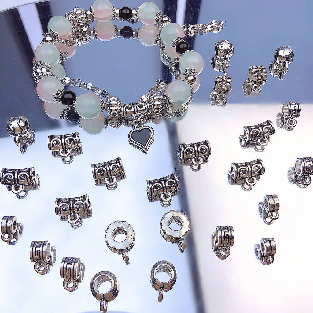 Retro สไตล์ญี่ปุ่นทิเบตเงิน Tee การเชื่อมต่อหลวมลูกปัด diy Handmade สร้อยข้อมือสร้อยคอ Spacer ลูกปัดวัสดุอุปกรณ์เสริม GCKT