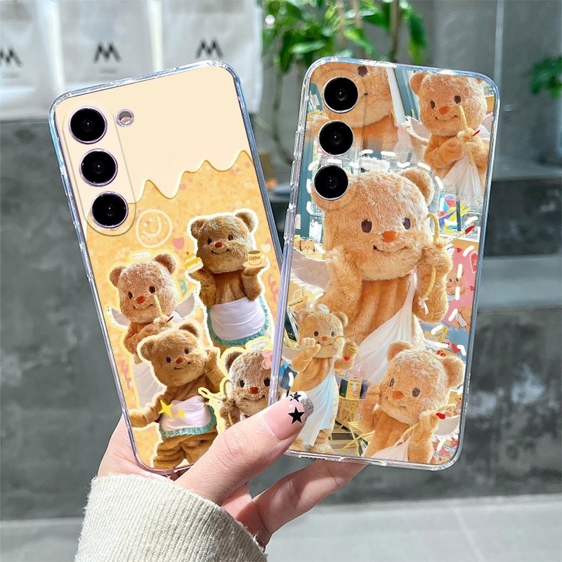 Butter Bear สําหรับ Samsung A16 A06 S20 S21 S23 S24 FE S22 Ultra Note 10 Plus 20 Ultra 5G Soft Clear ฝาครอบการ์ตูน