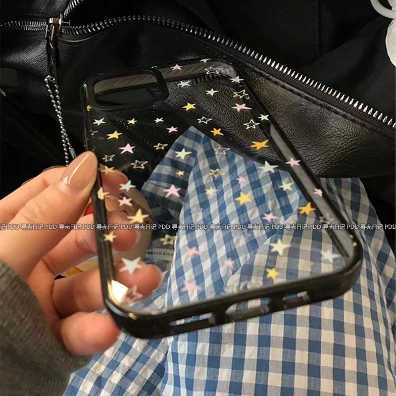 Niche สี Star เคสโทรศัพท์ใช้งานร่วมกับ iPhone15 14 13 11 12Promax 11Promax 12Pro 14plus 15Promax XS XR X Shock-proof โปร่งใสกรณี SNPZ