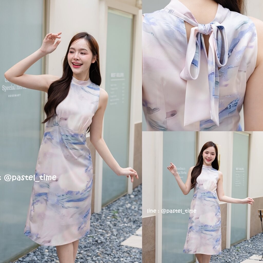 Milly Bow Dress : Violet Candy โทนสีชมพู-ฟ้า-ม่วง