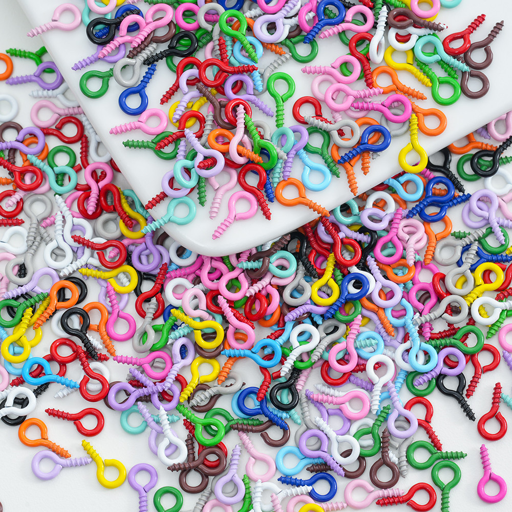 100 ชิ้นที่มีสีสันสกรูตา Tiny Mini Eye Pins Eyepins Hook ตาไก่สกรูสําหรับ DIY เครื่องประดับจี้ทําอุปกรณ์อุปกรณ์เสริม ราคาถูก Shopee Lazada