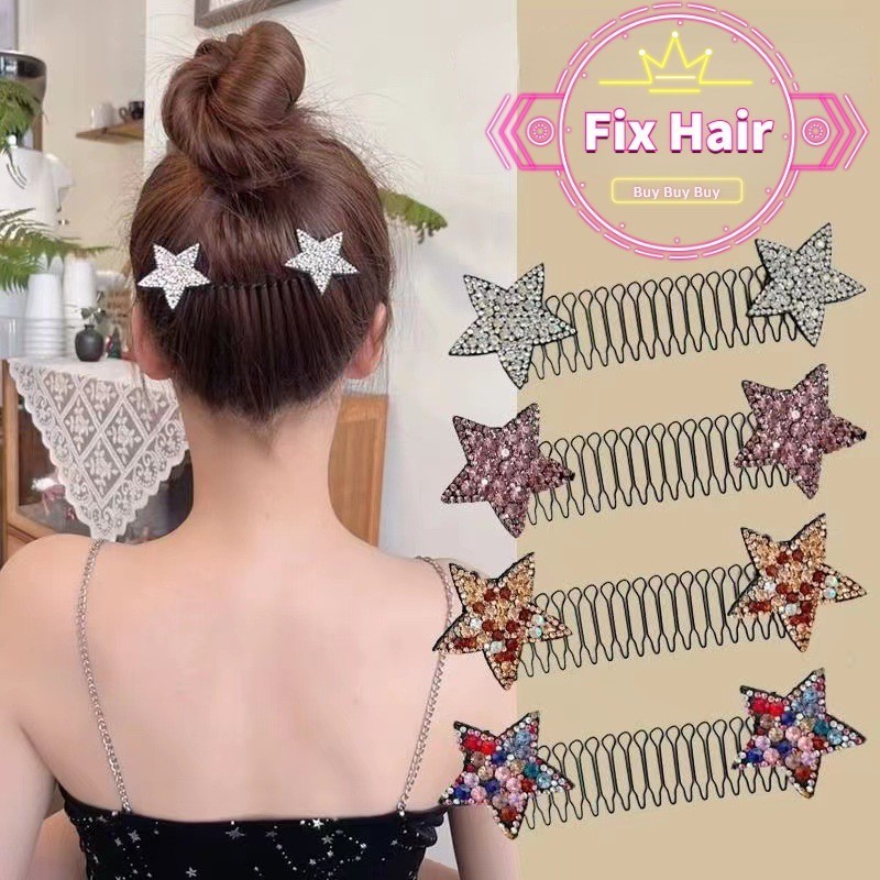 พลอยเทียม ห้าแฉกดาวหวีผมผู้หญิงแฟชั่นเกาหลีกิ๊บติดผมหรูหราเครื่องประดับผม