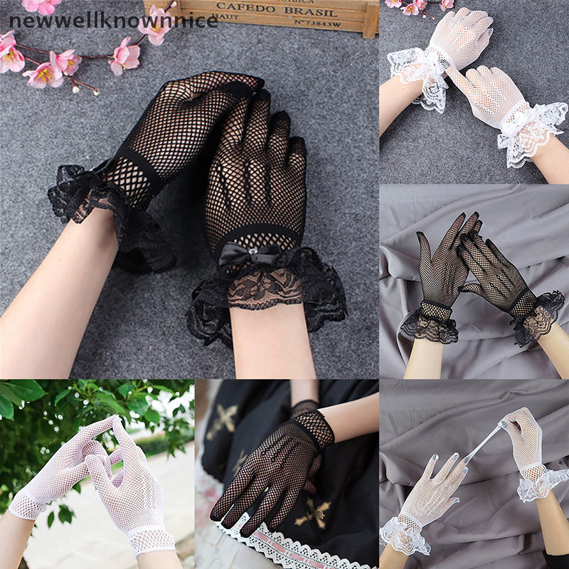 ใหม่wellknownnice ถุงมือลูกไม้ระบายอากาศบางพิเศษเจ้าสาวแต่งงานมารยาทเวทีถุงมือ TH