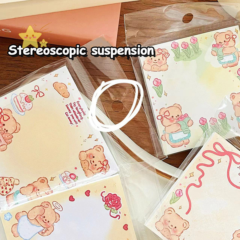 [JBTH] 50sheepts/book การ์ตูนเนยหมี Sticky Note Self-Adhesive Tearable Note Pad Memoranda เครื่องเขียนอุปกรณ์สํานักงานโรงเรียน [JB] - รูปที่ 2