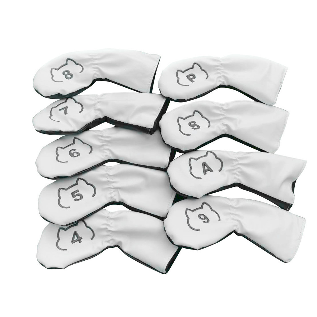 Golf irons head cover (4 5 6 7 8 9 A P S) สีขาวดำ และสีขาวทอง (C-IR)
