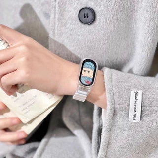 ซิลิโคนสายรัดห่วงแม่เหล็กพร้อมเคสสําหรับ เสี่ยวหมี่ For Mi band 10 9 8 7 6 5 4 3 สร้อยข้อมือซิลิโคนอ่อนวงปก