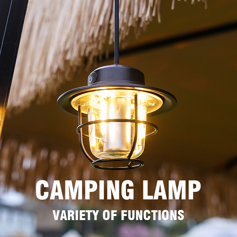 จัดส่งในกรุงเทพฯ Led Camping โคมไฟ Vintage 200LM เต็นท์ Stepless Dimming สําหรับผจญภัยกลางแจ้ง