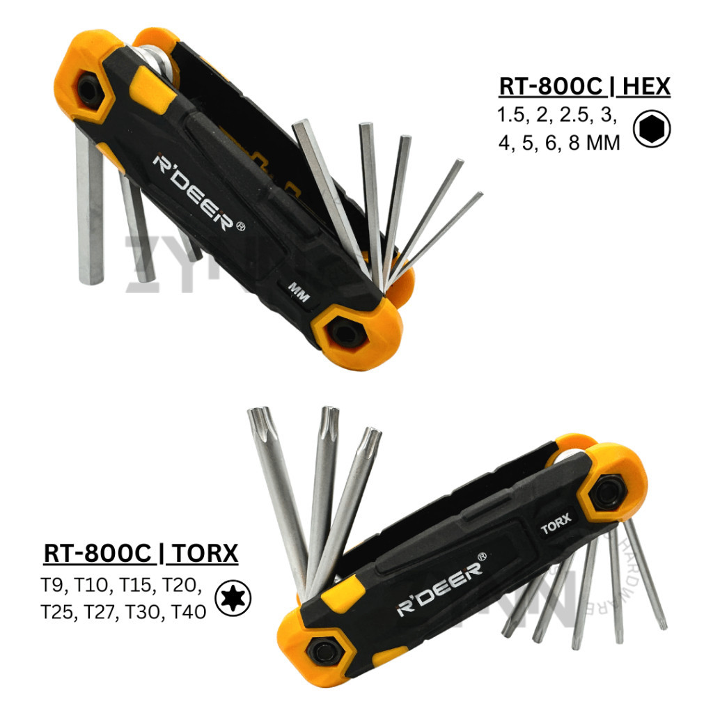FOLDING ALLEN KEY SET Hex /Star MM TORX พ็อกเก็ตประแจ Spanner เครื่องมือ RT-800 RDeer