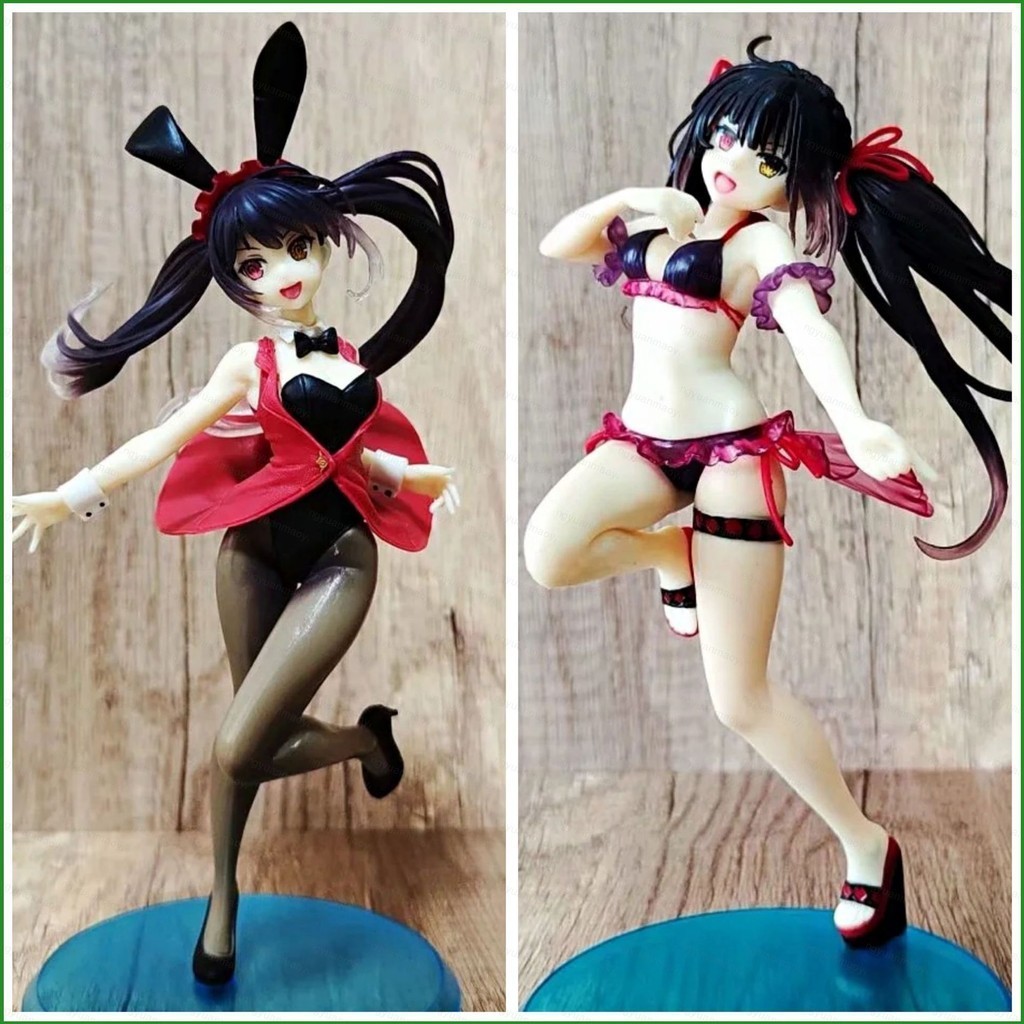 Date A LIVE Tokisaki Kurumi Action Figure สาวกระต่ายชุดว่ายน้ําตุ๊กตาของเล่นสําหรับเด็กตกแต่งบ้านของ