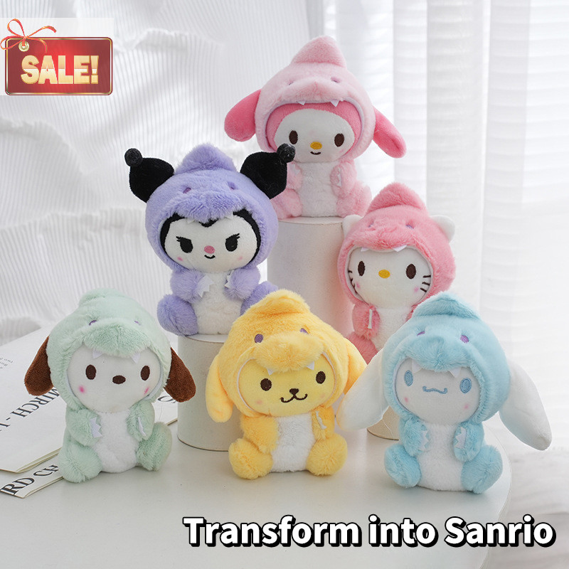 Bl Kawaii Sanrio ไดโนเสาร์พวงกุญแจ Hello Kitty Pochacco Plush พวงกุญแจ Kuromi Cinnamoroll กระเป๋าเป้สะพายหลังจี้เครื่องประดับของขวัญวันเกิด A