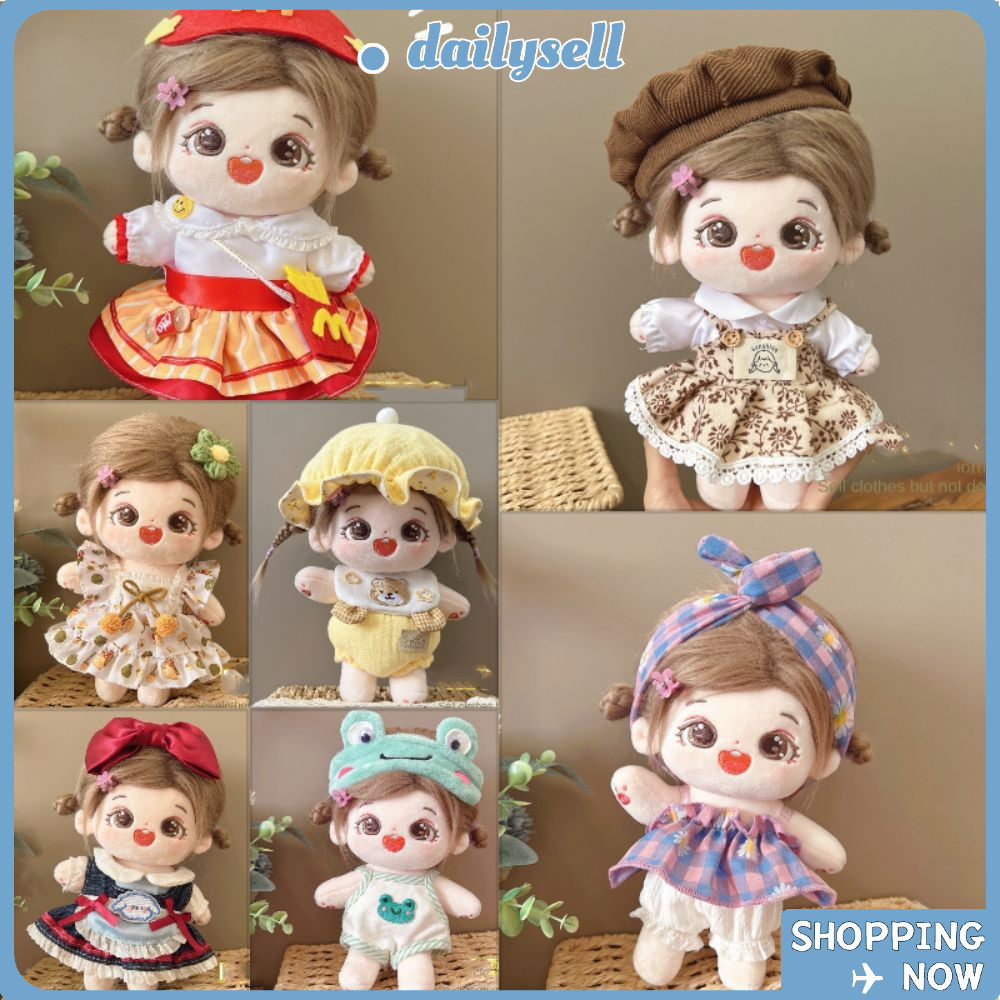 เสื้อผ้าตุ๊กตาเดลี่,20ซมอุปกรณ์ตุ๊กตาชุดจิ๋วสูท,ของขวัญเล่นบ้านหมวกผ้าโพกศีรษะคอสเพลย์ตุ๊กตา ชม. หูฟัง ชุดชุดผ้าฝ้ายยัดตุ๊กตา