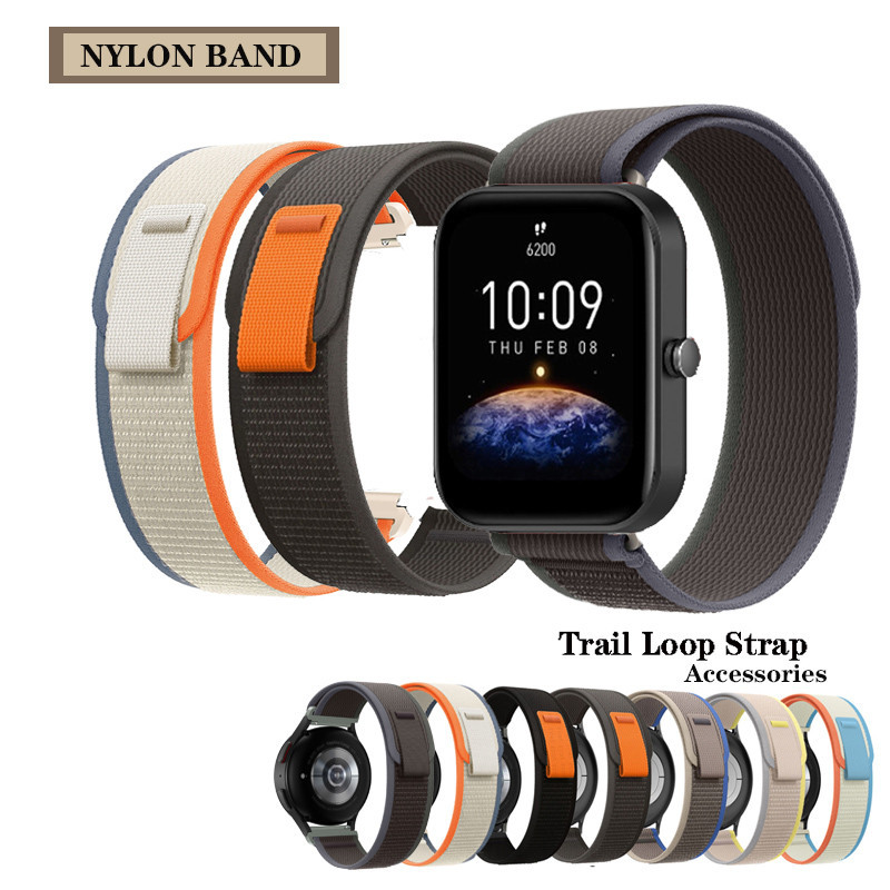 20 มม.22 มม.Trail Loop Band สายไนลอนสําหรับ Huami Amazfit Bip 6 5 / Bip 3 Pro / Lite SU / Active / GTS GTR 2 3 4