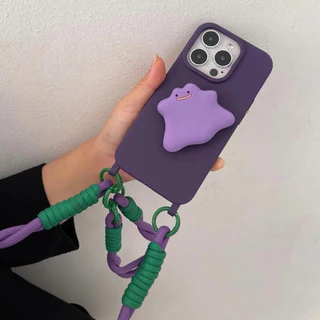 สีม่วง Ghost Bracket + ยาวสั้น Lanyard เคสโทรศัพท์สําหรับ iPhone 17 Pro Max 17 Air 16Plus 15 14 13 12 11 Pro Max IX เต็มรูปแบบกันกระแทกป้องกัน