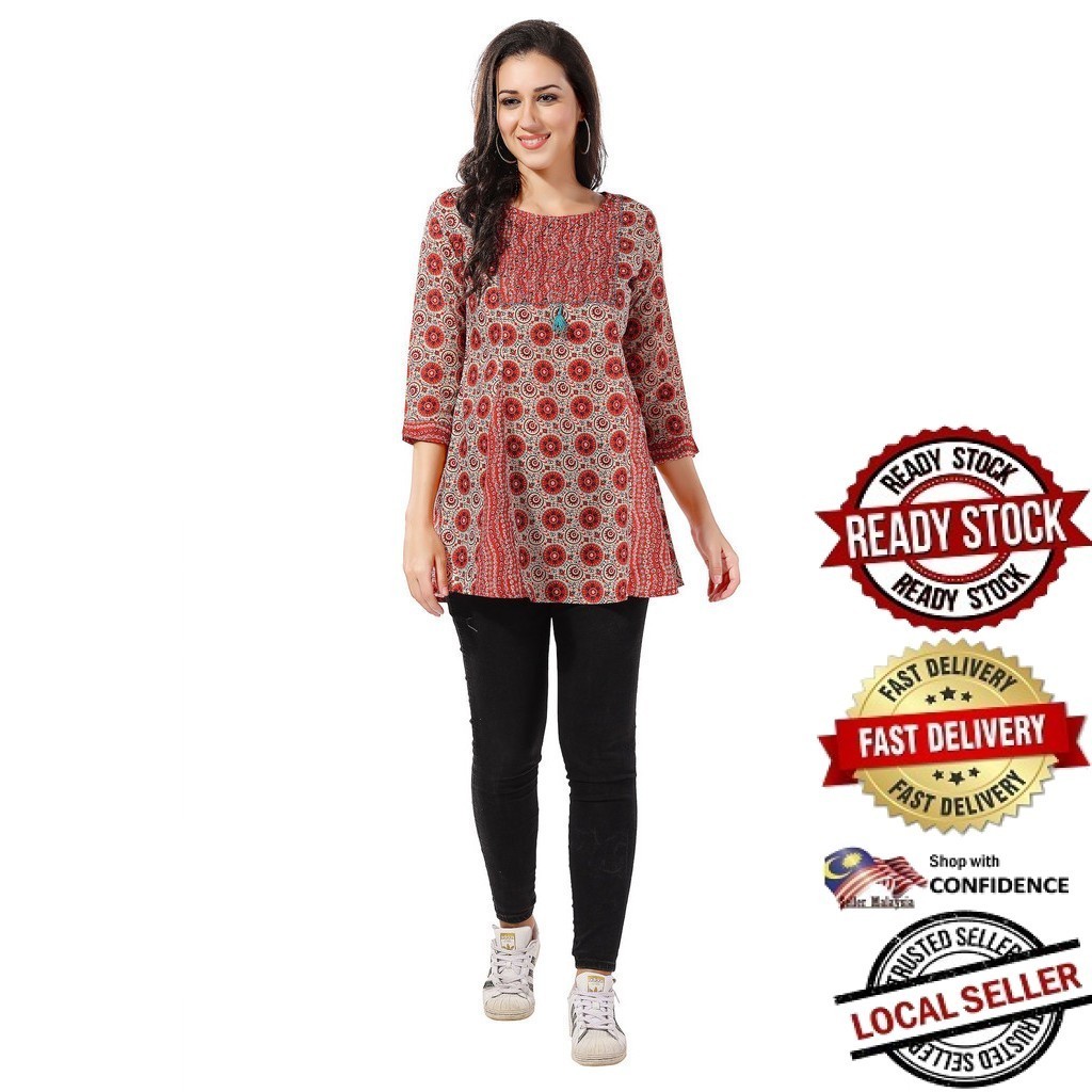 Kurti Indian Women Kurtis Top Saree Sari Punjabi ชุดสําเร็จรูป Kurti UD04CFSC
