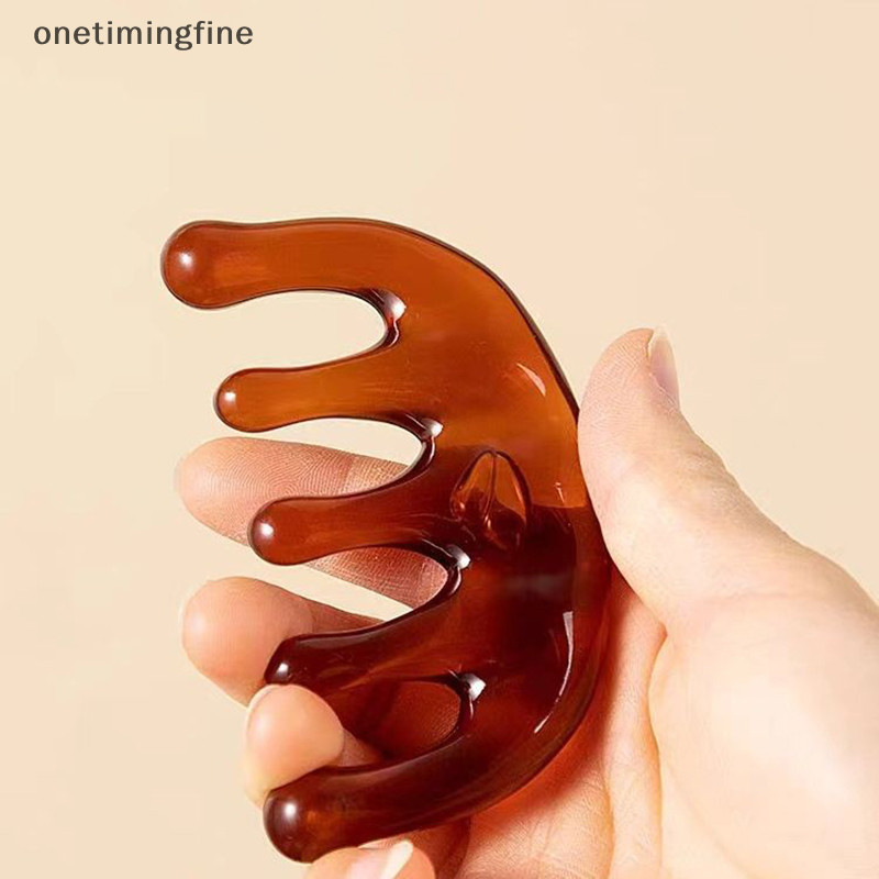 Onetimingfine 1 ชิ้น Body Meridian หวีนวดเรซิ่นห้าฟันกว้างหวีฝังเข็มช่วยการไหลเวียนโลหิต Anti-static