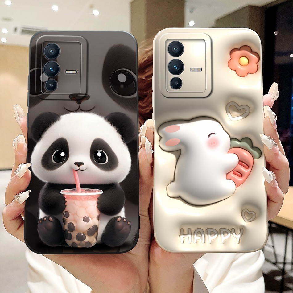 Vivo V23 5G (V2130) / V23 Pro (V2132) เคสป้องกันเลนส์ VivoV23 V 23 23Pro 5G กระต่ายแพนด้าน่ารักการ์ตูนซิลิโคนอ่อนนุ่มเคสโทรศัพท์TPU