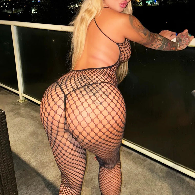 เปิดเป้า Fishnet บอดี้สูทผู้หญิง ชุดชั้นในเซ็กซี่ Exotic Bodystockings เร้าอารมณ์