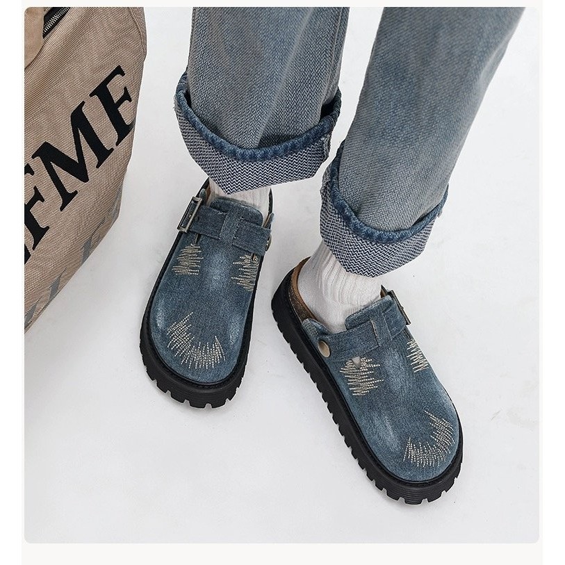 ผู้หญิงรองเท้าแตะเกาหลีรุ่นแฟชั่น Denim Toe-Covered หนา Soled กันน้ํา Rainy Season รองเท้าแตะลําลองขนาด 35-40 ราคา ถูกที่สุด ดีลบีเคเค แกลเลอรีภาพที่ 7
