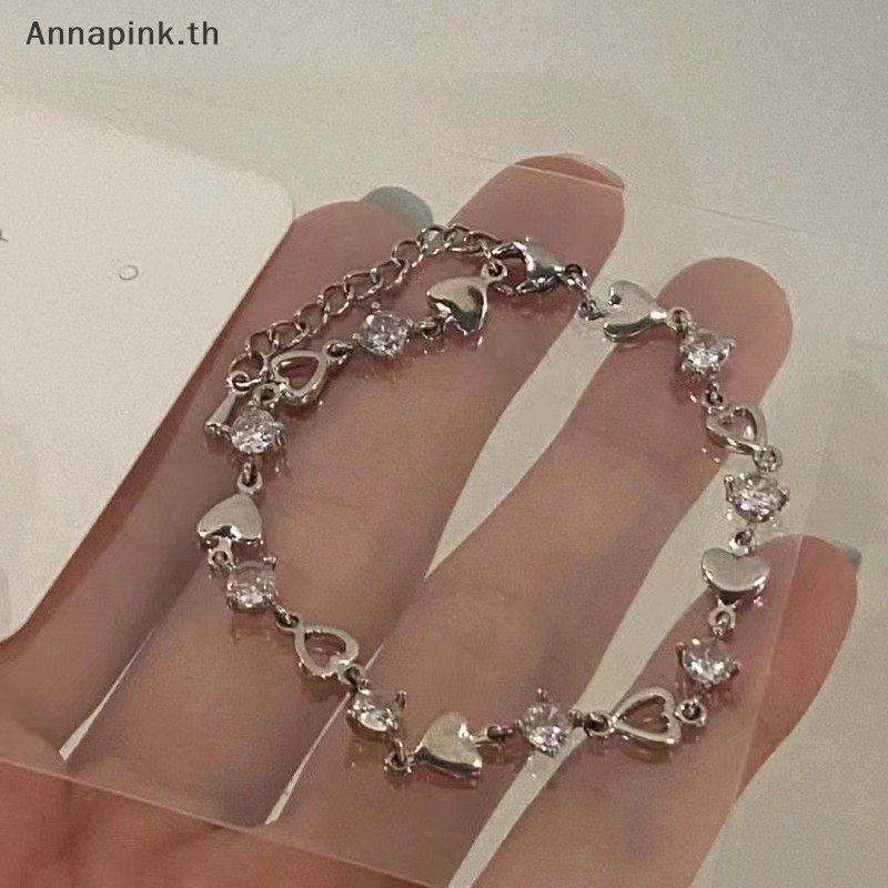 Annapink.th แฟชั่นหัวใจZirconสร้อยข้อมือผู้หญิงสาวหวานประกายCharmสร้อยข้อมือที่ละเอียดอ่อนสร้อยข้อมือเครื่องประดับFineของขวัญEN