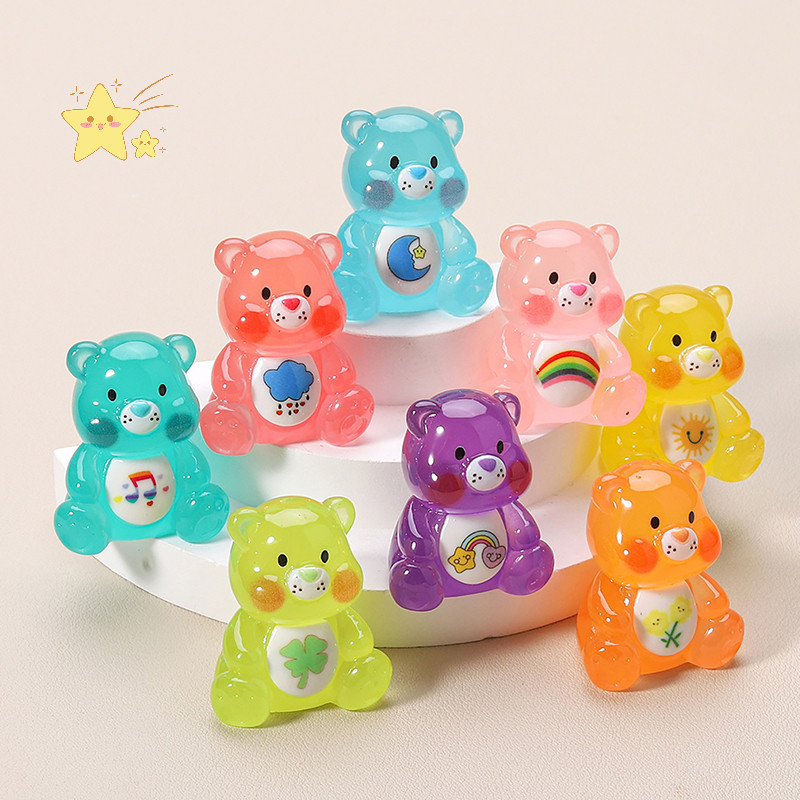 [JBTH] Luminous Rain Bear Decorative Cute DIY Accessories Creative Car Decorative Desktop Decoration [JB]