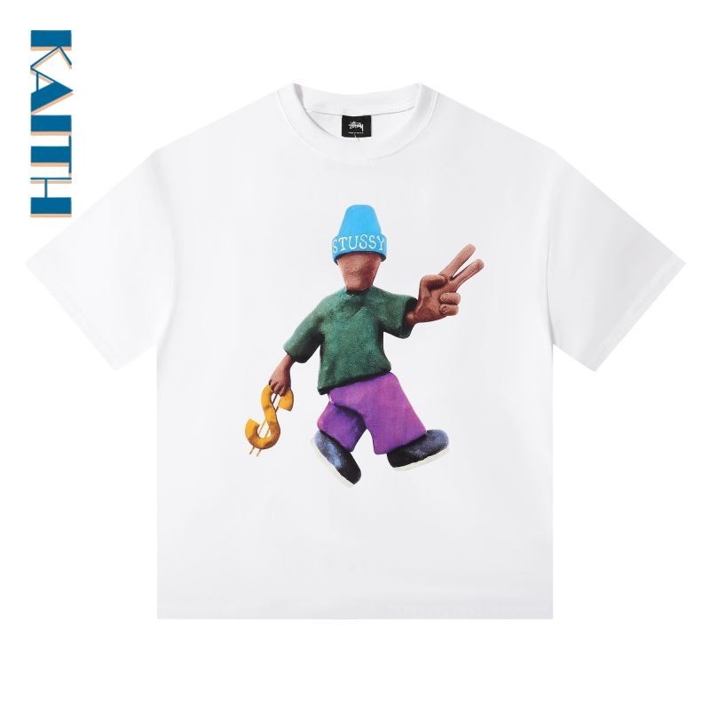 #T8 Plus ขนาดคู่ Unisex Graphic Tee Vintage Hand Drawn การ์ตูนรูปแบบตัวอักษรพิมพ์ผ้าฝ้าย Streetwear เกาหลียอดนิยม Crewneck เสื้อยืดสําหรับชาย