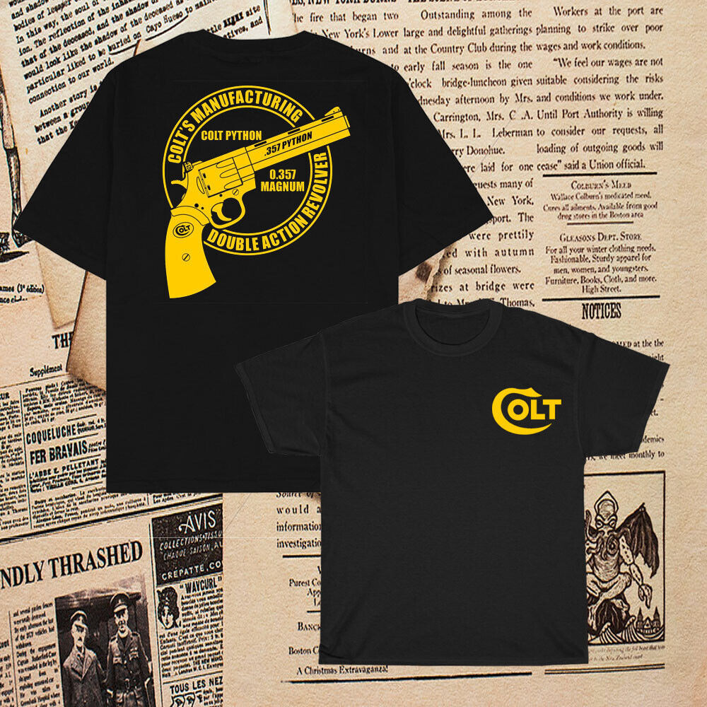 New Colt Python Guns Firearms Logo เสื้อยืดผู้ชายตลก