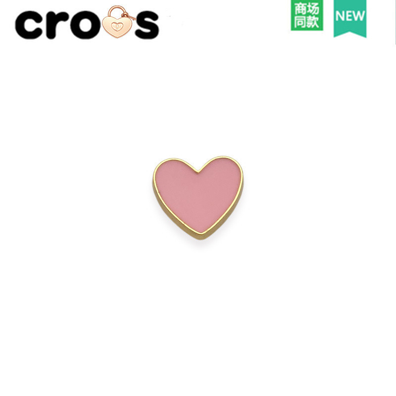 Jibbitz Crocs Charms จระเข้ รองเท้าดอกไม้อุปกรณ์เสริมรองเท้าหัวเข็มขัดโลหะรองเท้าดอกไม้ตกแต่ง,หัวใจสีชมพูที่ถอดออกได้