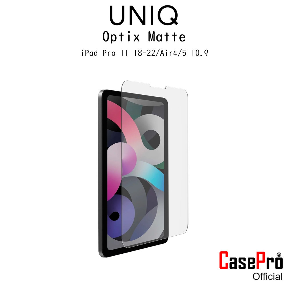 Uniq Optix matt ฟิล์มกระจกแบบด้านกันกระแทกเกรดพรีเมี่ยม ฟิล์มสำหรับ iPad Pro 11 18-22/Air4/5 10.9