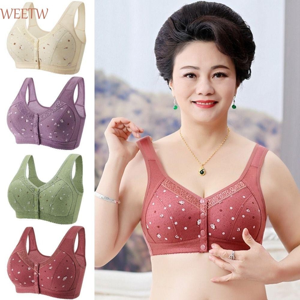Wewt เสื้อกล้าม Bra, Breathable สะดวกดอกไม้พิมพ์ชุดชั้นใน,ดอกไม้ลูกไม้เสื้อกั๊กสไตล์ดอกไม้พิมพ์ไร้สายผู้หญิงชุดชั้นในอาวุโส