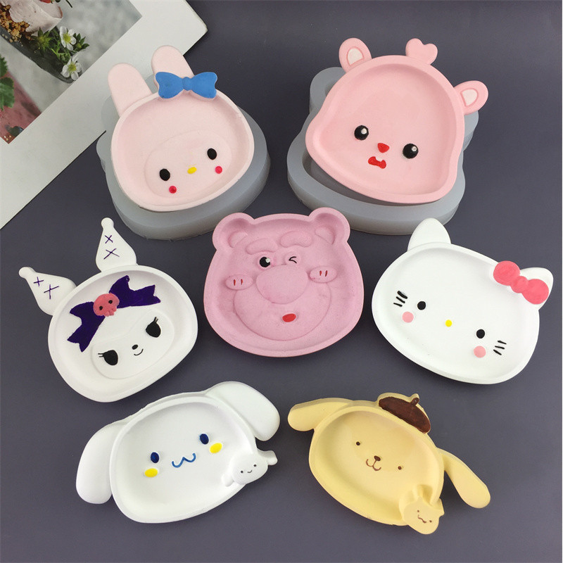 ทําเอง น่ารักการ์ตูนชุดแผ่นซิลิโคนแม่พิมพ์น้ํามันหอมระเหยยิปซั่มอีพ็อกซี่แม่พิมพ์เครื่องมือตกแต่งเค้ก ทําเอง อบแม่พิมพ์