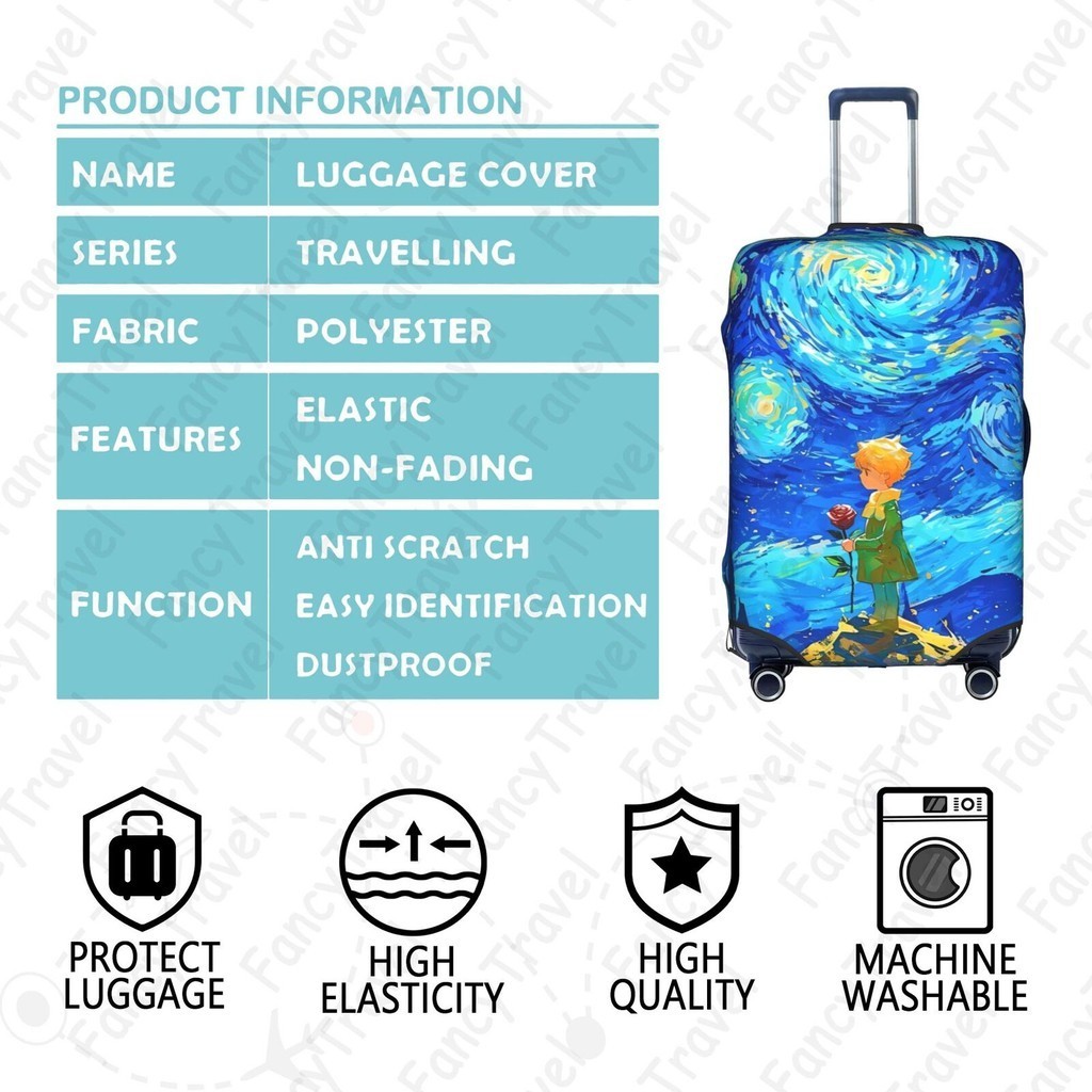 FancyTravel Starry Sky ผ้าคลุมกระเป๋าเดินทาง กระเป๋าเดินทาง ผ้ายึดได้เยอะ กันฝุ่น กันรอย สวมใส่ได้ ข้น 18/20/22/24/26/28/32นิ้ว