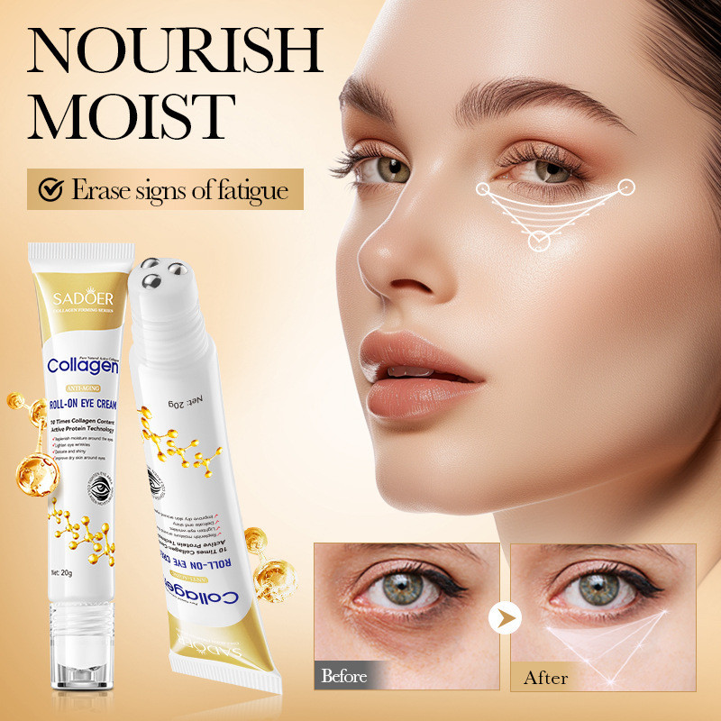 Sadoer Collagen Roll-on Eye Cream for Anti-wrinkle Moisture Whitening ลดความหมองคล้ํา 20g