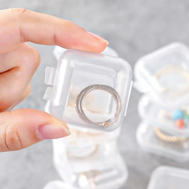 กล่องเก็บเครื่องประดับแบบใส-กล่องพลาสติกขนาดเล็กแบบพกพา-ภาชนะเก็บกันฝุ่นพร้อมฝาปิดบานพับ-สําหรับลูกปัดเครื่องประดับต่างหูที่อุดหูฝ - รูปที่ 2