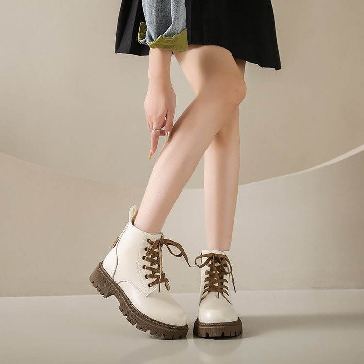 ผู้หญิงคลาสสิก Martin Boots หนัง Pu อเนกประสงค์ Anti Slip สบายหนา Soled รองเท้าผู้หญิงขนาดใหญ่ 35-42